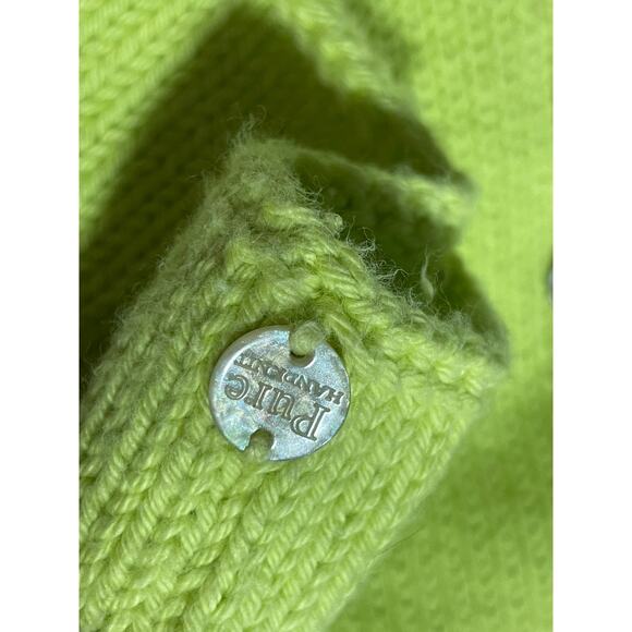 Pure Handknit for Fresh Produce Sweater Funky Buttons Womens XS Small Chartreuse - Picture 9 of 9